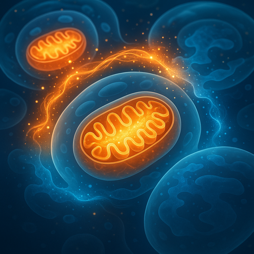 Scientific diagram of ATP cellular energy production showing how metabolic dysfunction manifests differently across generations