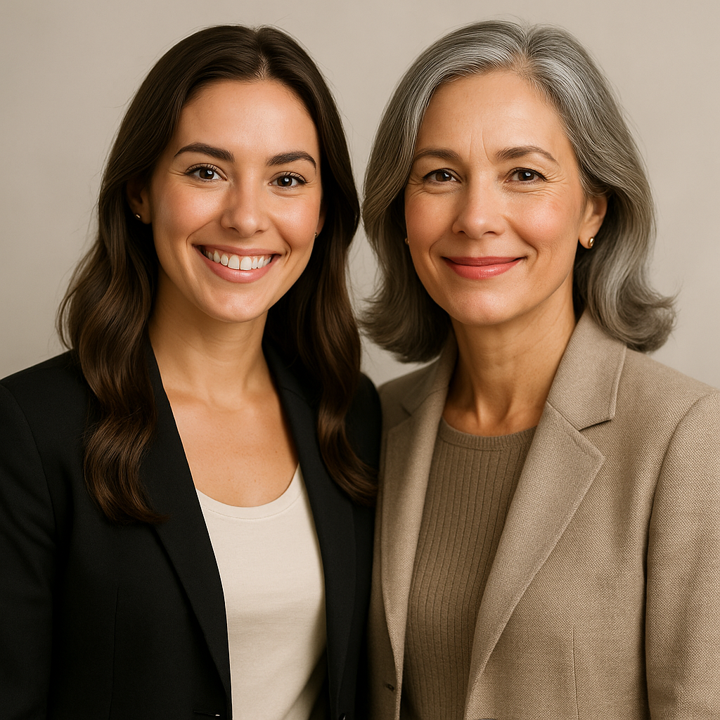 Mother-daughter pair Melissa and Diana celebrating normalized hormones and regulated menstrual cycles