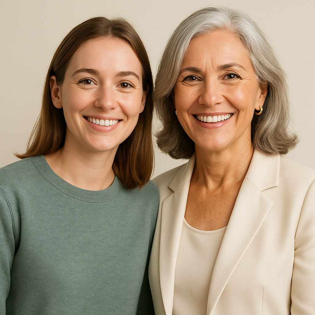 Mother-daughter pair Rebecca and Susan after achieving mood transformation and family harmony