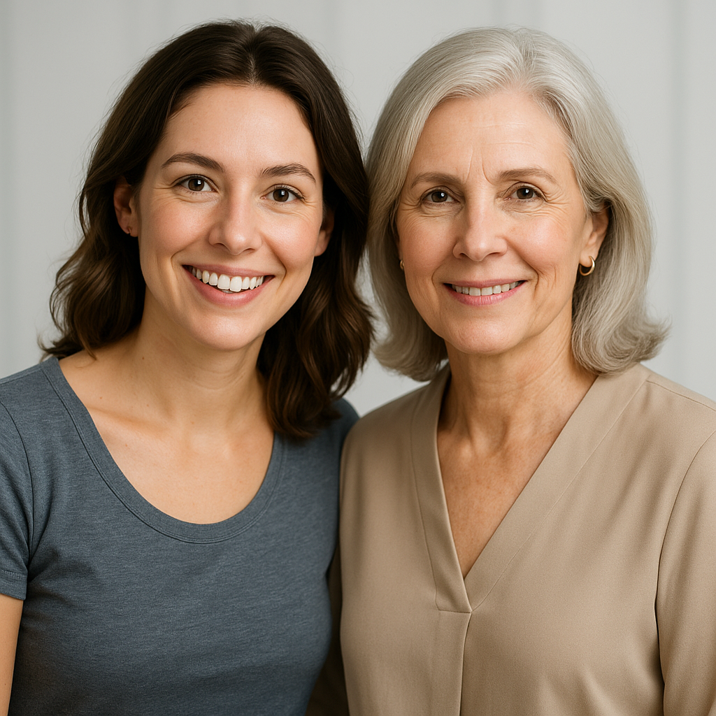 Mother-daughter pair Sarah and Linda celebrating anxiety transformation and metabolic health success